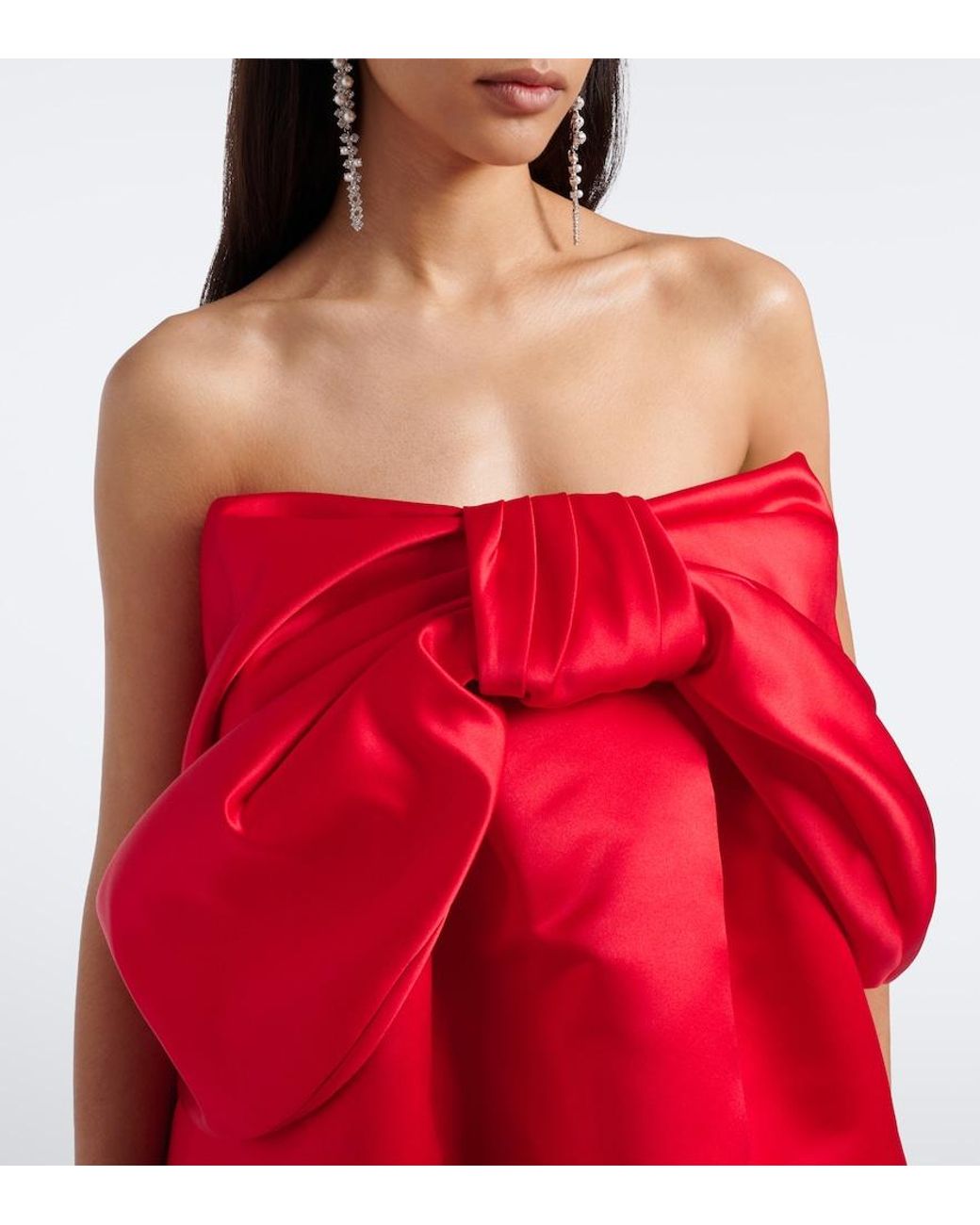 Simone Rocha Red Bow-Detail Satin Top