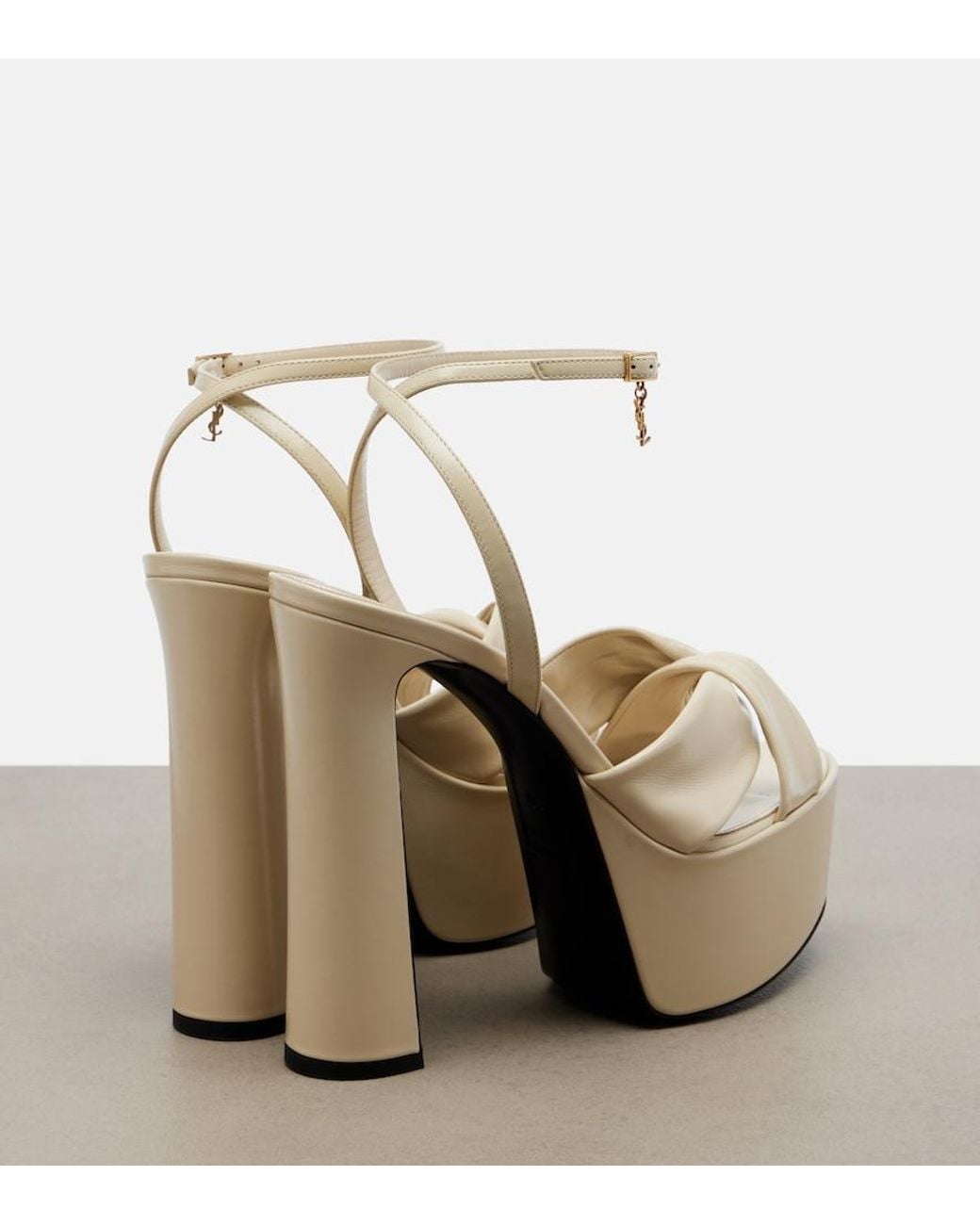 Saint Laurent Metallic Franciane Leather Platform Sandals