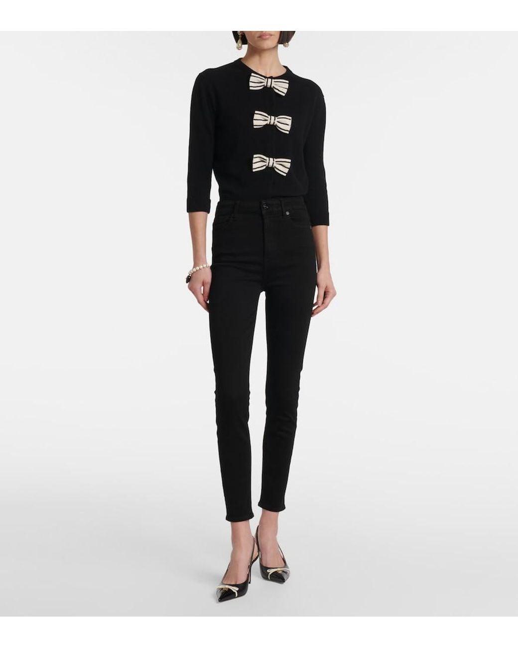 7 For All Mankind Black Aubrey High-Rise Skinny Jeans