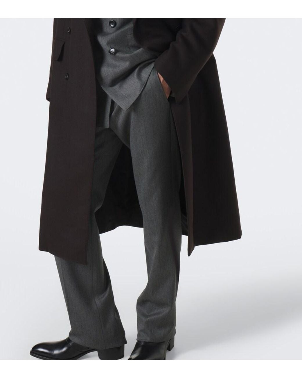 Tom Ford Black Double-Breasted Wool Coat for men
