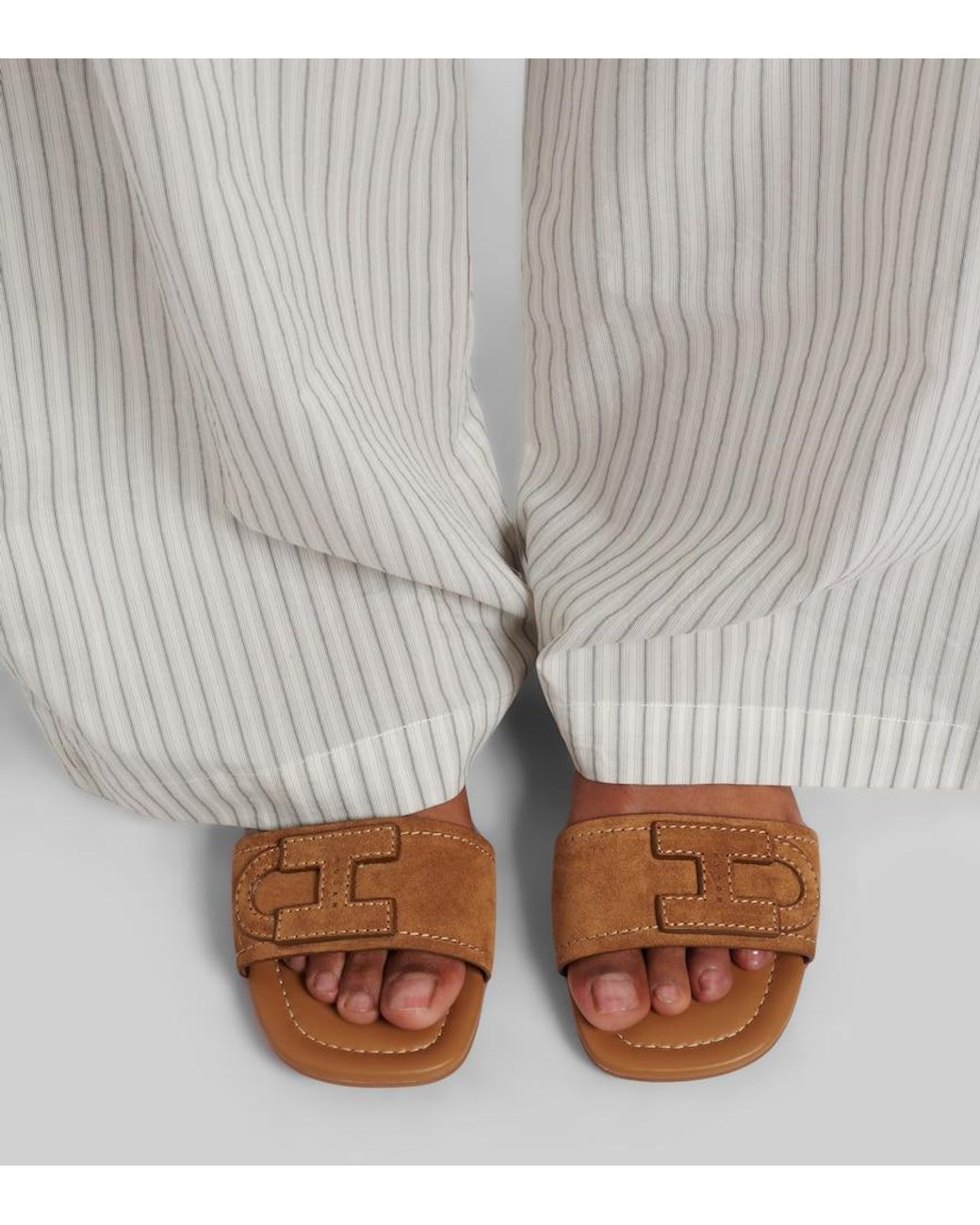 Hogan Brown H685 Suede Sandals