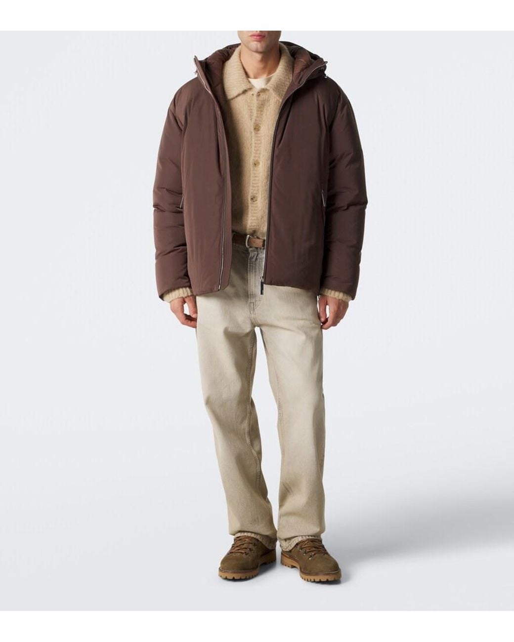 Nomaka Brown Safien Hooded Down Jacket for men
