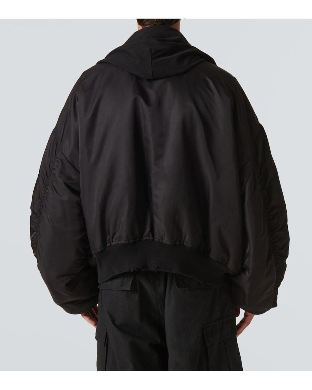 Balenciaga Black Incognito Hooded Bomber Jacket for men