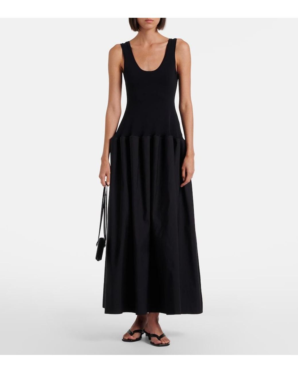FFORME Black Marina Cotton And Silk Maxi Dress