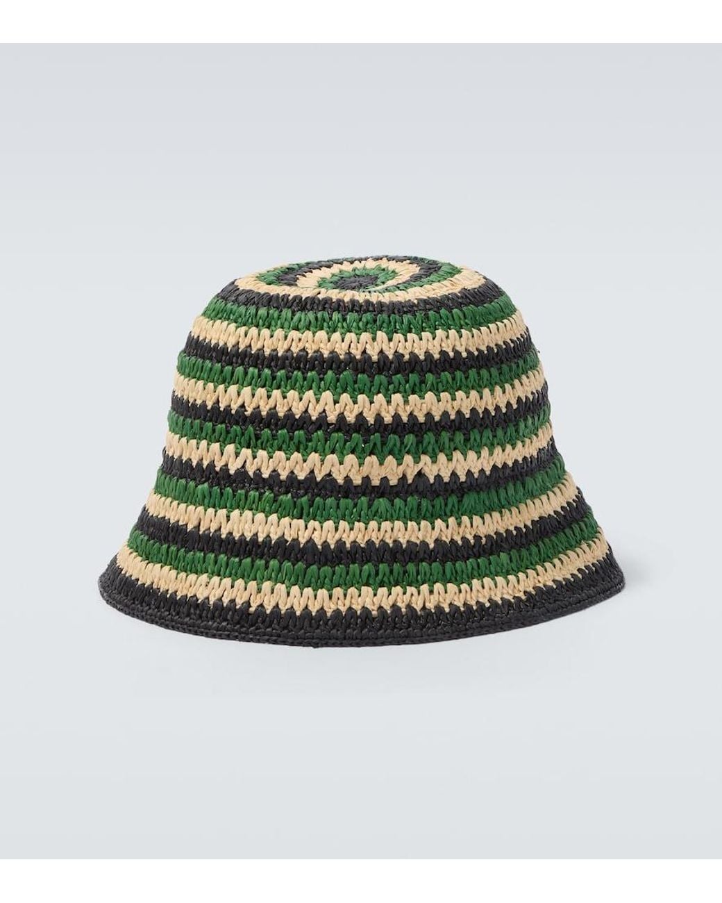 Loewe Green Paula's Ibiza Striped Raffia Bucket Hat for men