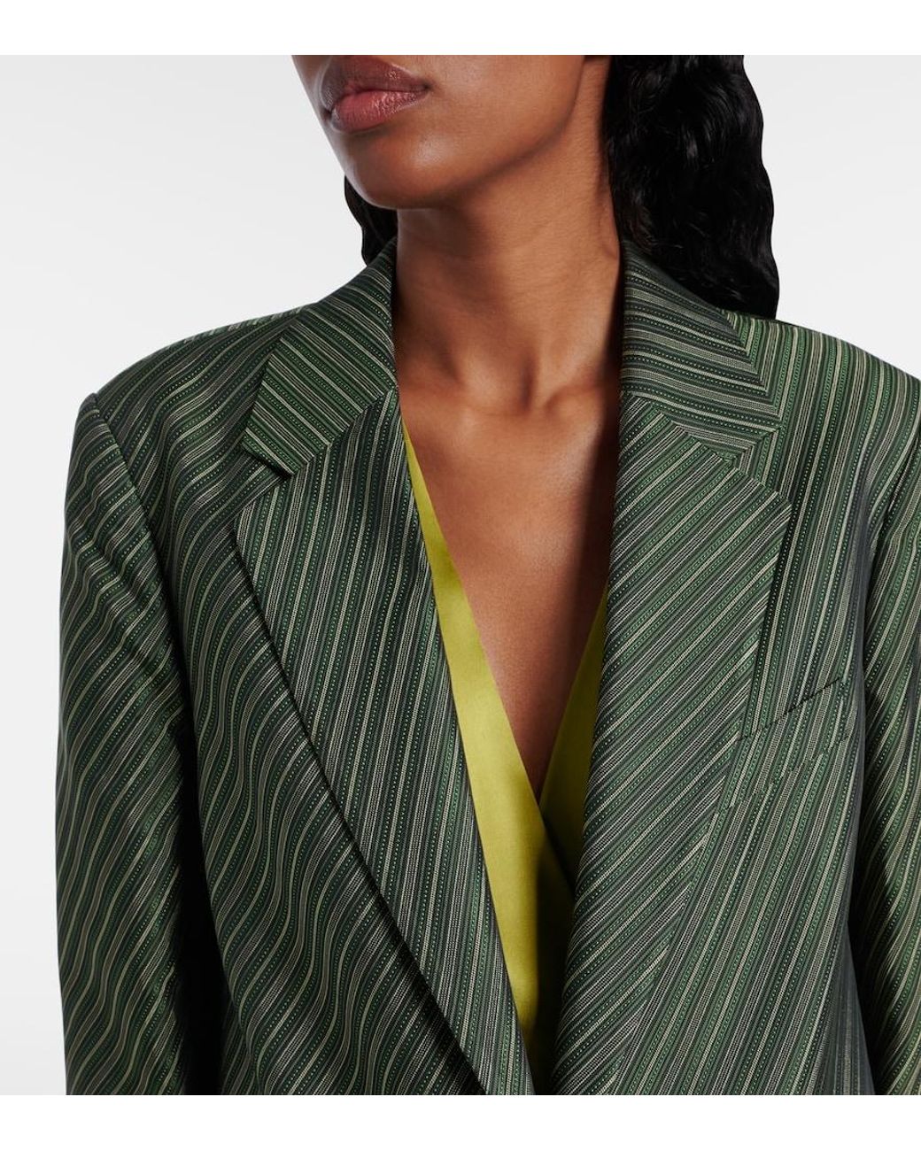 Dries Van Noten Green Striped Blazer