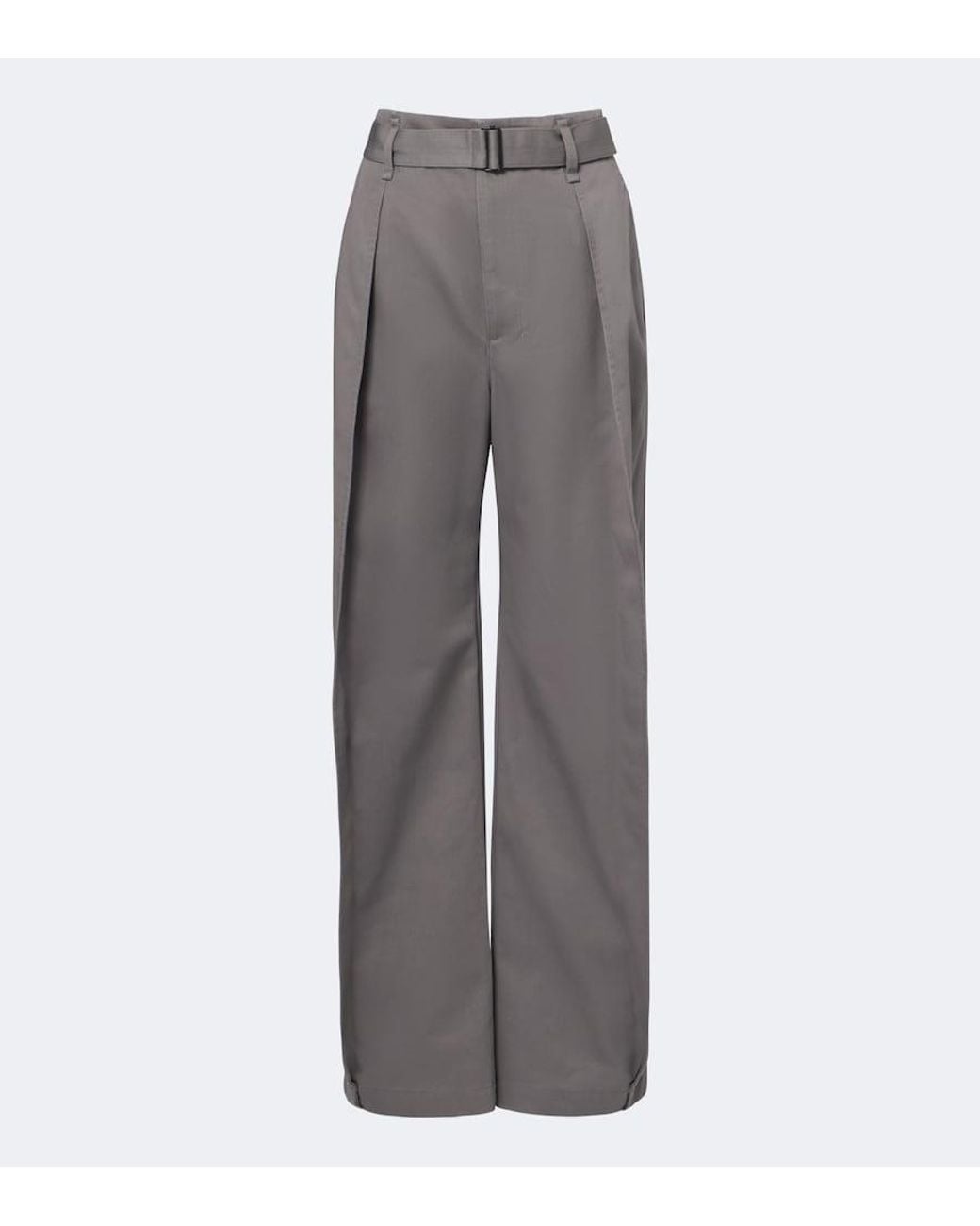 Lemaire Gray Belted Twill Wide-Leg Pants