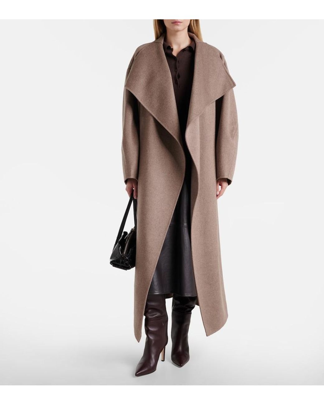 Frankie Shop Natural Leroy Wool-Blend Wrap Coat