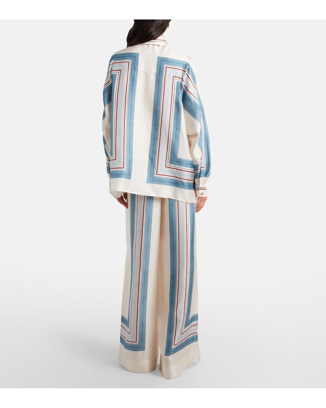 Zimmermann Blue Striped Silk Palazzo Pants