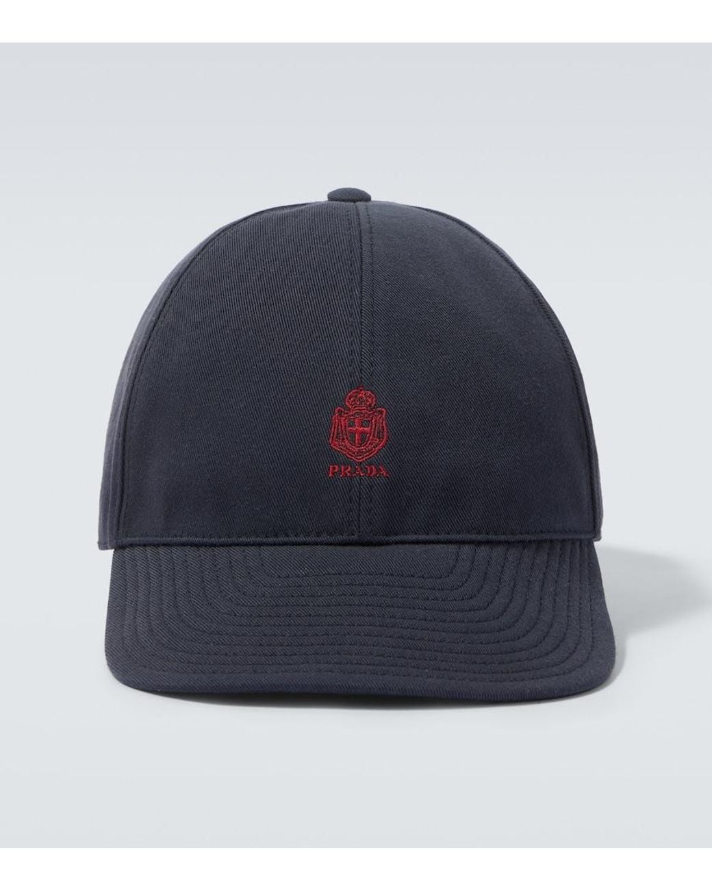 Prada Blue Logo Canvas Baseball Cap for men