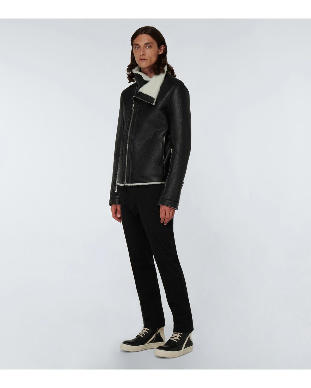 Rick Owens Bauhaus Shearling Jacket in Black for Men | Lyst