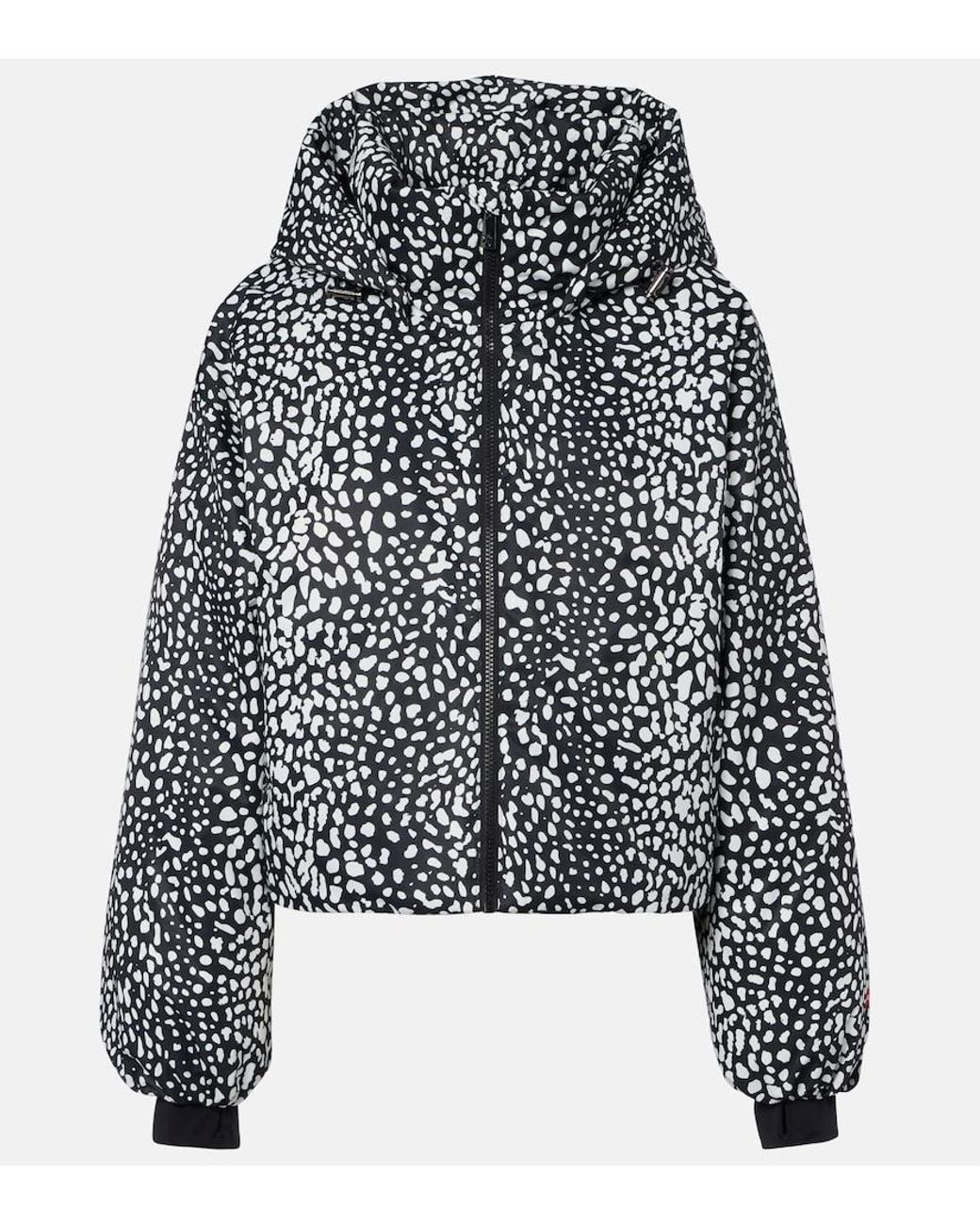 Perfect Moment Black Bubble Leopard-Print Down Ski Jacket