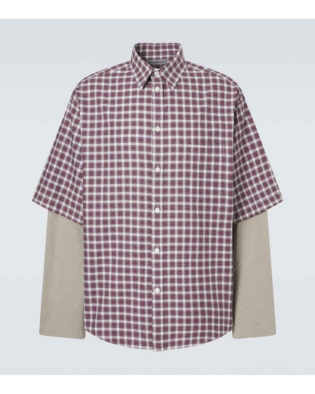 Balenciaga Layered Checked Cotton Shirt for men
