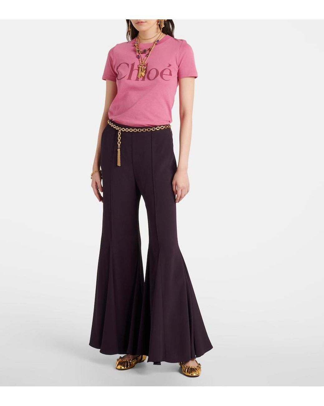 Chloé Luna Cutout Metallic Leather Ballet Flats