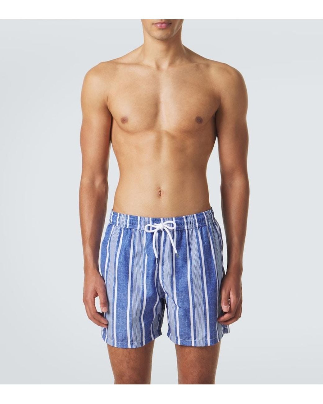 Fedeli Blue Striped Swim Trunks for men