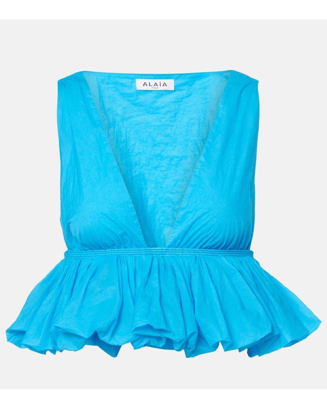Alaïa Blue Gathered Crop Top