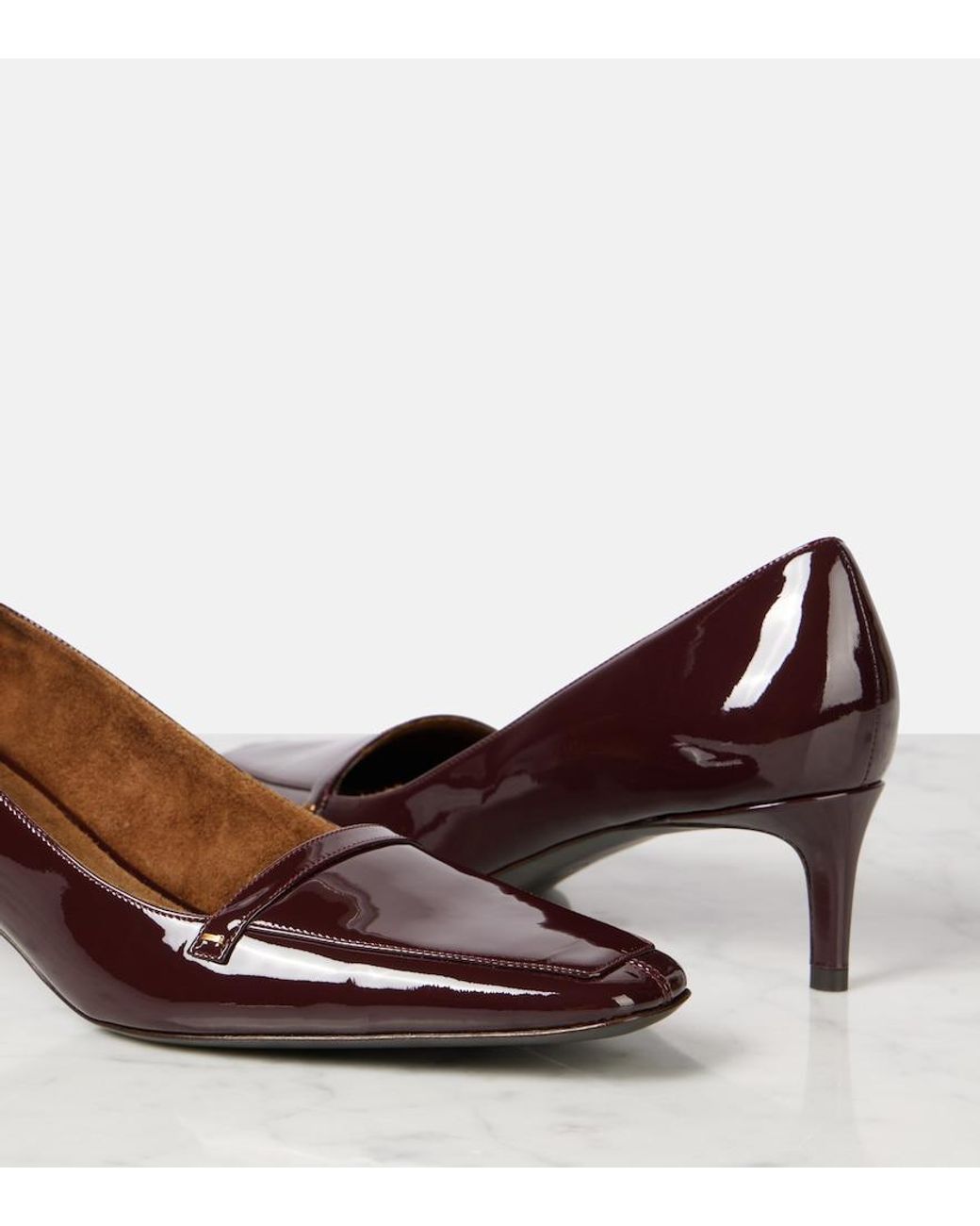 Khaite Brown Celia 50 Patent Leather Pumps