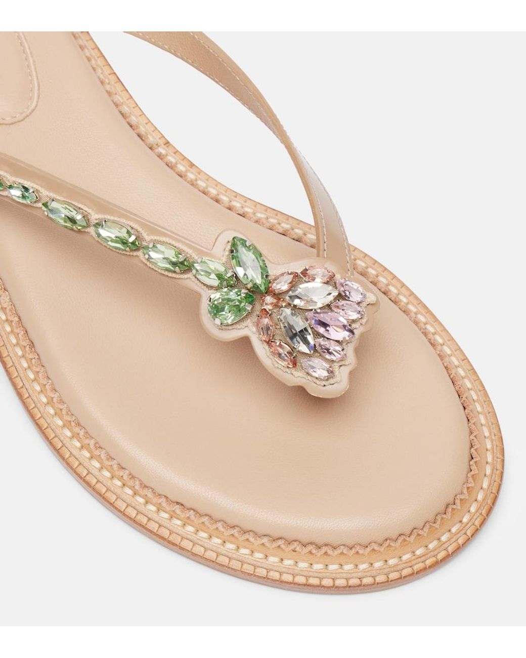 Simone Rocha Pink Embellished Leather Thong Sandals
