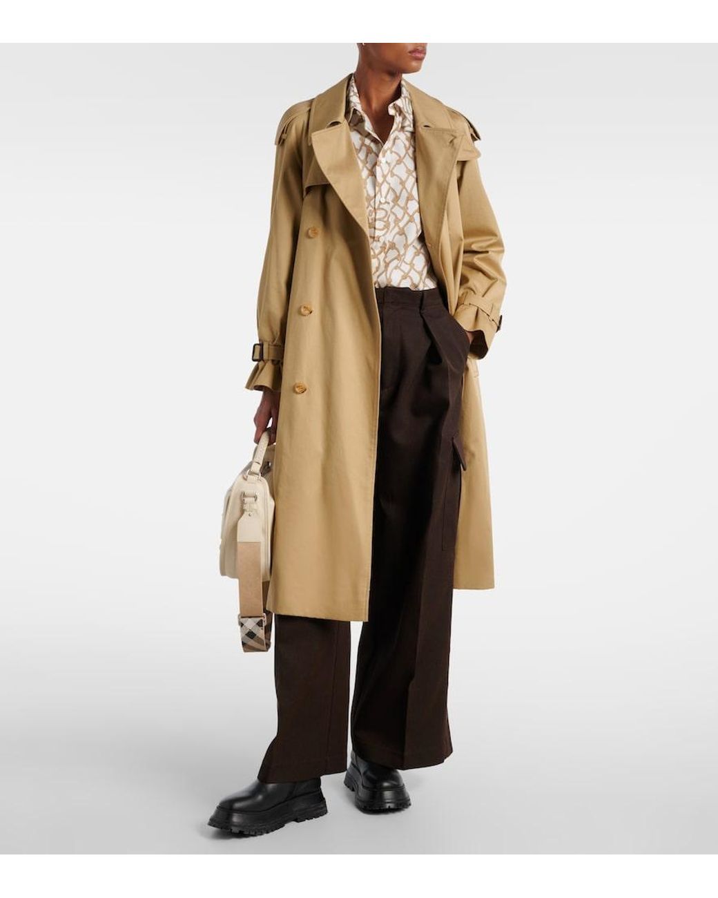 Burberry Natural Printed Silk Shirt