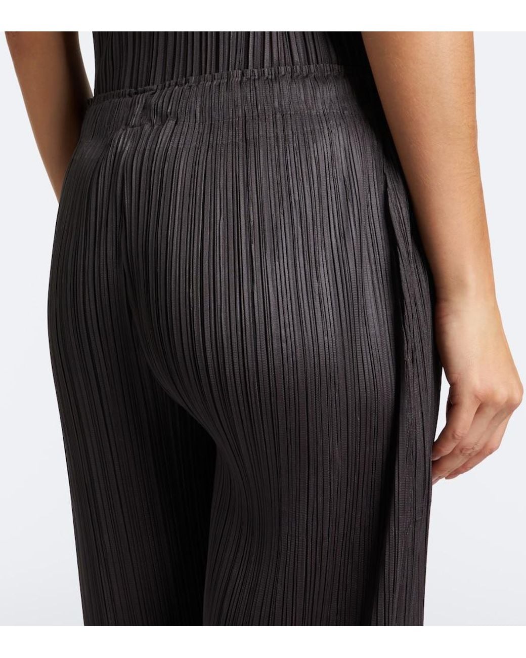 Pleats Please Issey Miyake Gray Monthly Colors: August Pleated Wide-Leg Pants