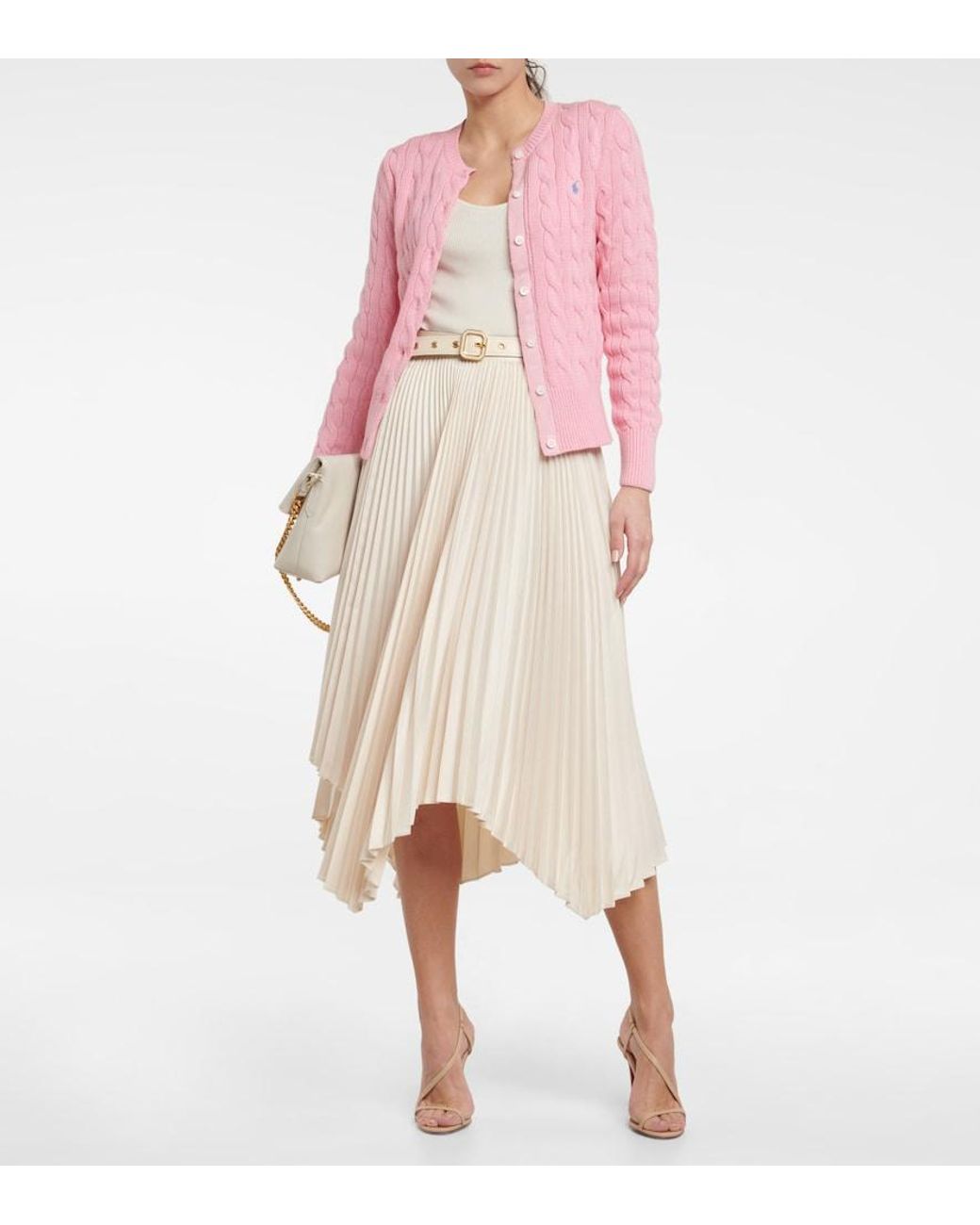 Polo Ralph Lauren Pink Cable-Knit Cotton Cardigan