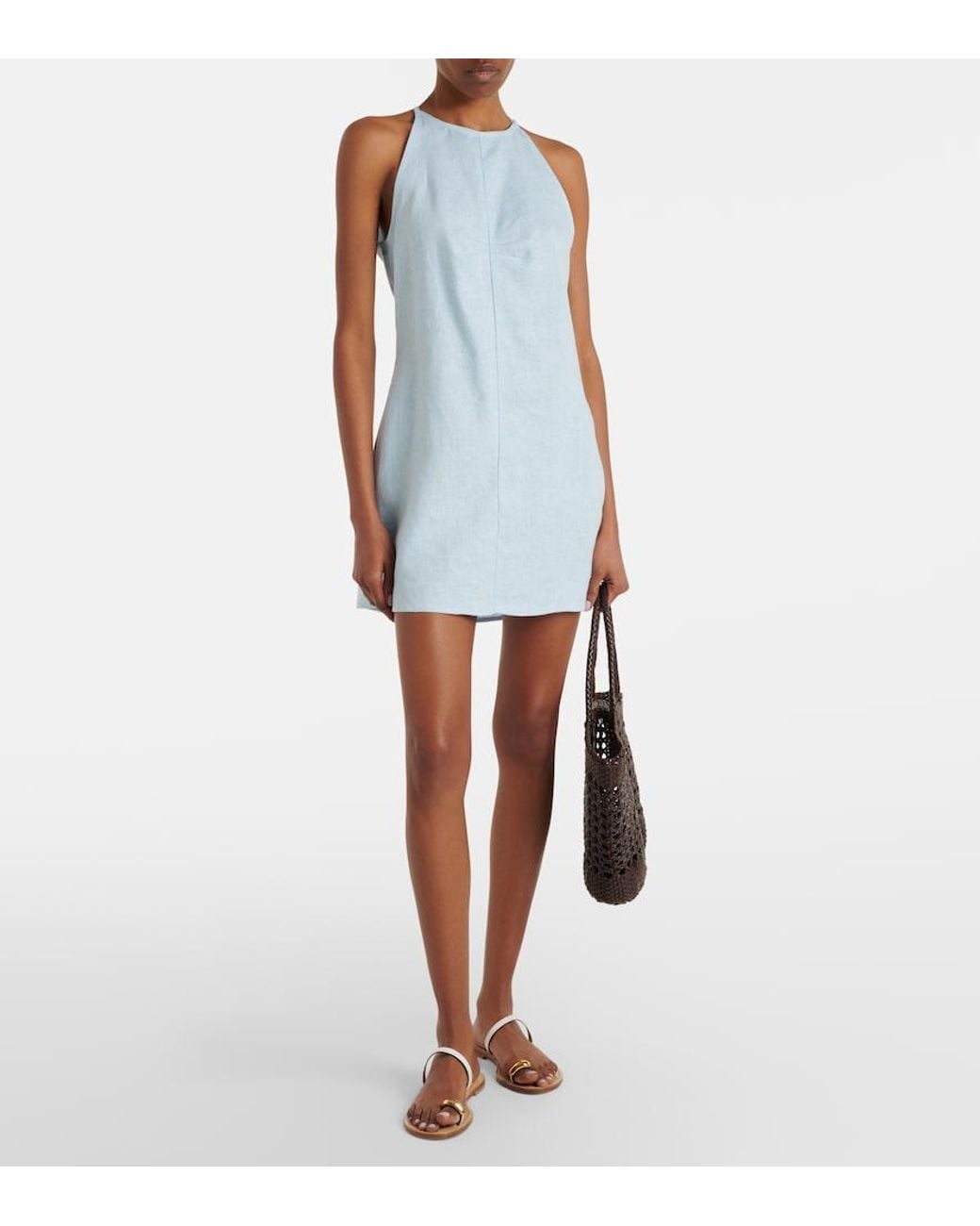 Asceno Blue Antigua Linen Minidress
