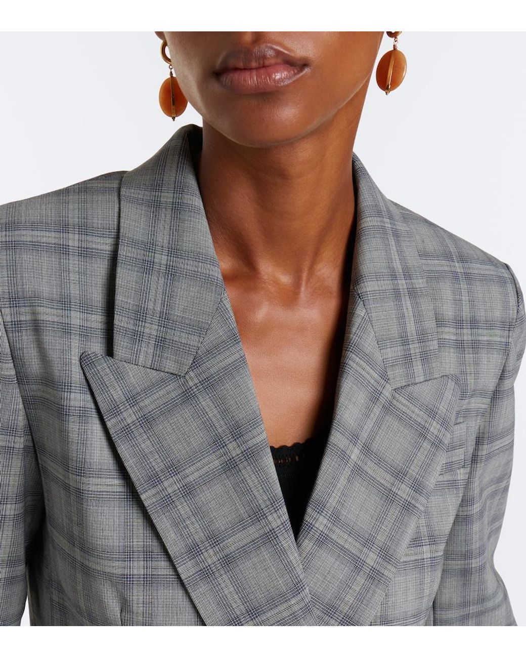 Isabel Marant Gray Jevima Prince Of Wales Check Wool-Blend Jacket