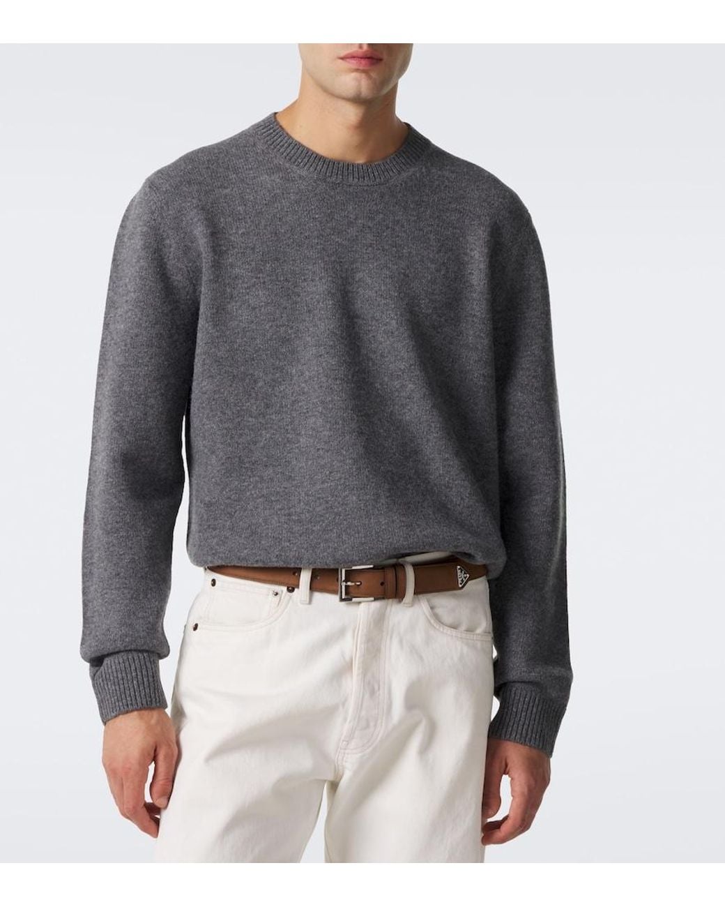 Prada Gray Virgin Wool Sweater for men