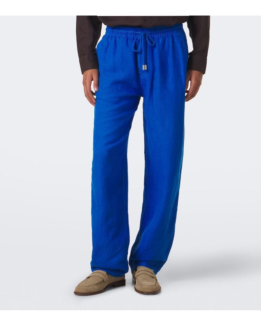 Vilebrequin Blue Linen Wide-Leg Pants for men
