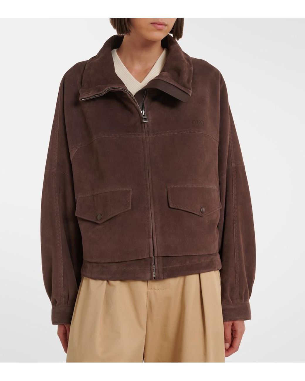 Loewe Brown Leather-Trimmed Suede Jacket