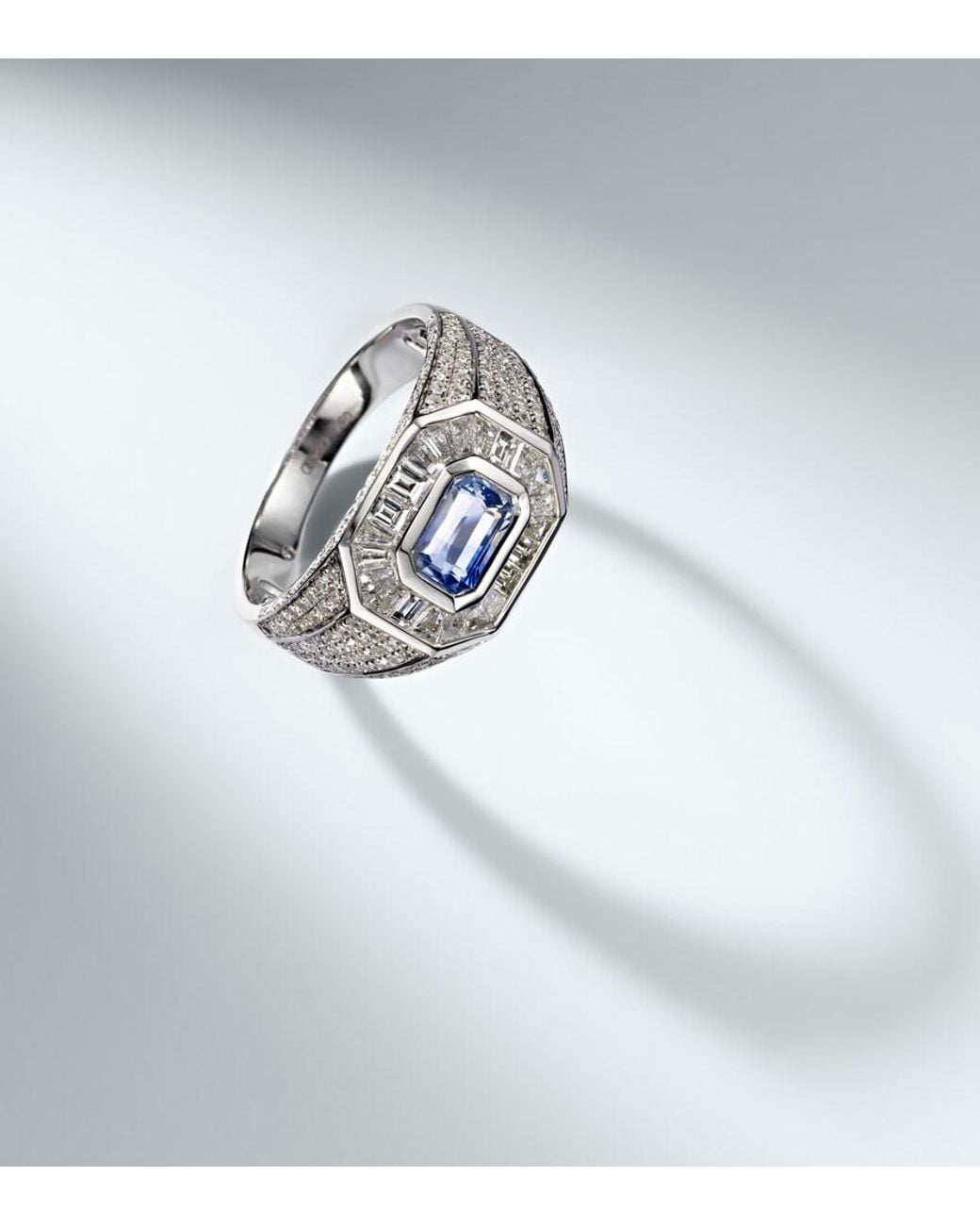 SHAY White 18Kt Ring With Sapphire And Diamonds for men