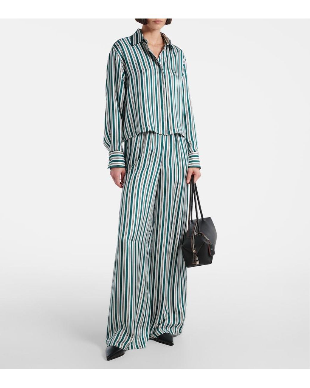 Max Mara Blue Brama Striped Silk Shirt