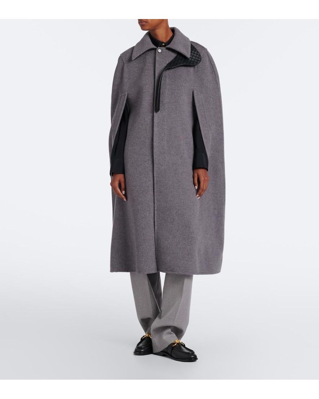 Bottega Veneta Gray Intrecciato Wool And Cashmere Cape