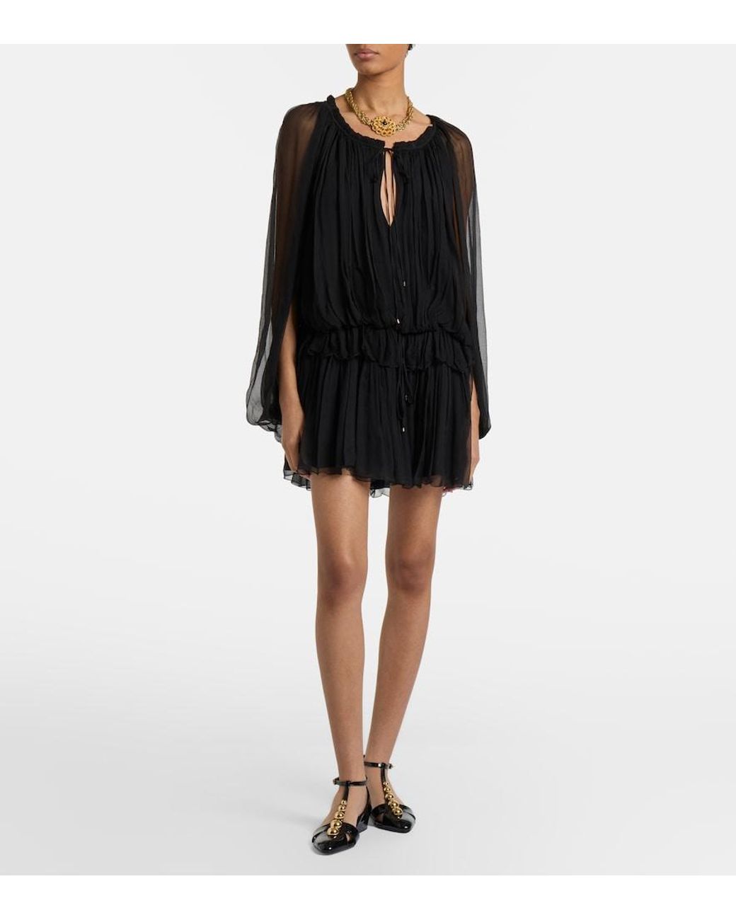 Chloé Black Cleia Studded Patent-Leather Wedge Sandals