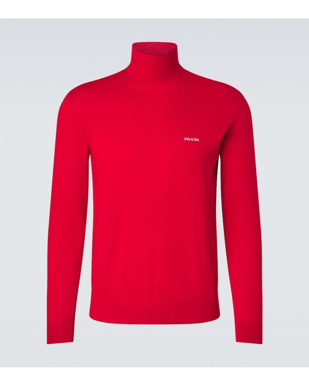 Prada Red Cotton Turtleneck Sweater for men
