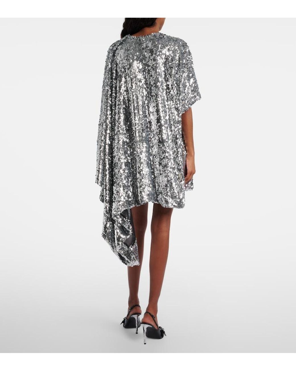 Coperni Gray Zero Waste Draped Sequined Minidress
