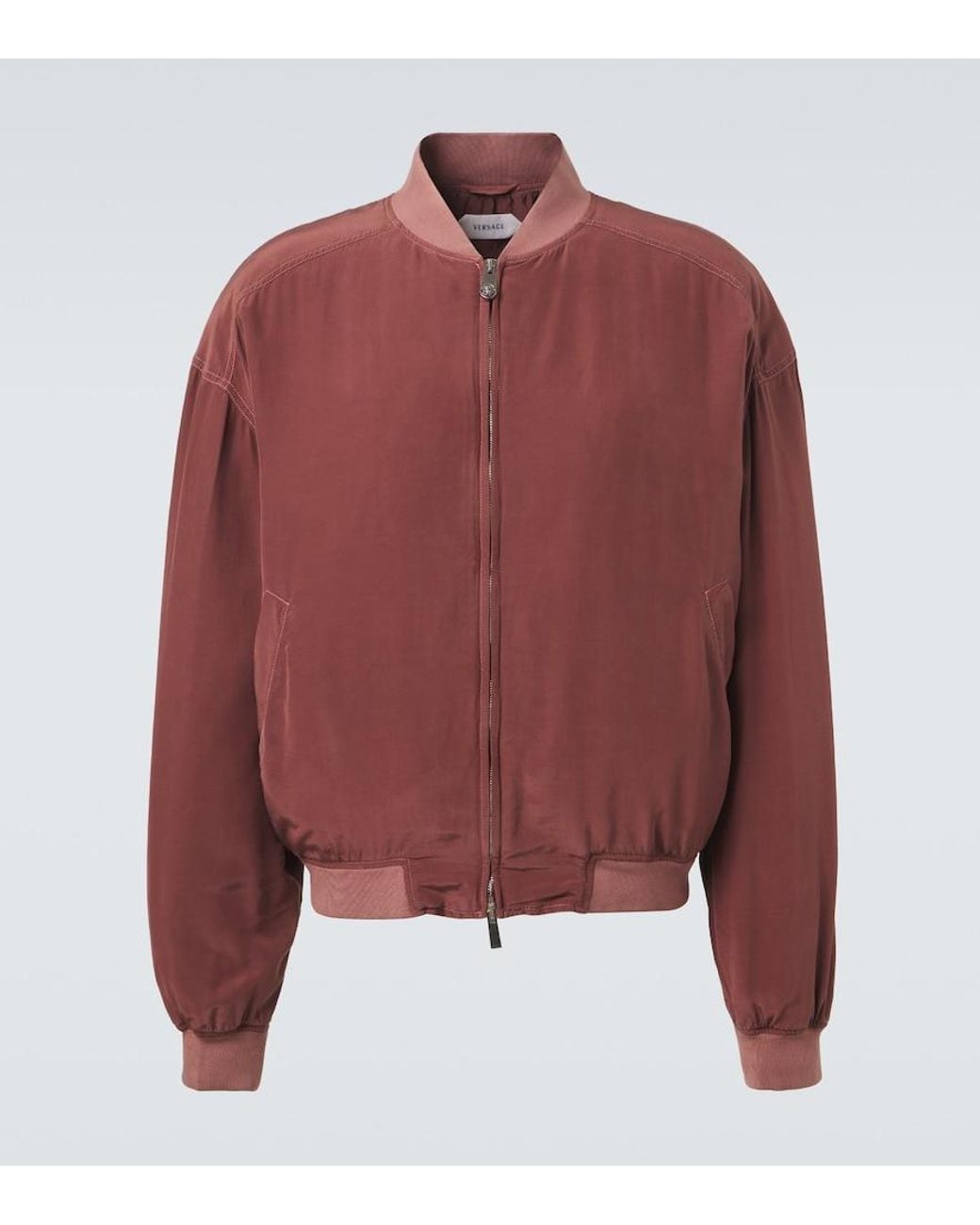 Versace Red Oversized Silk Poplin Blouson Jacket for men