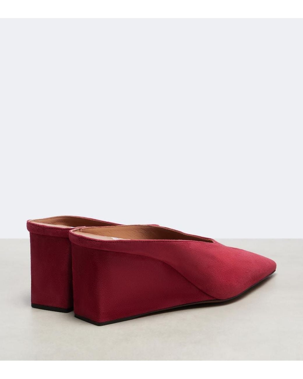 Alaïa Red Cube 75 Suede Wedge Mules