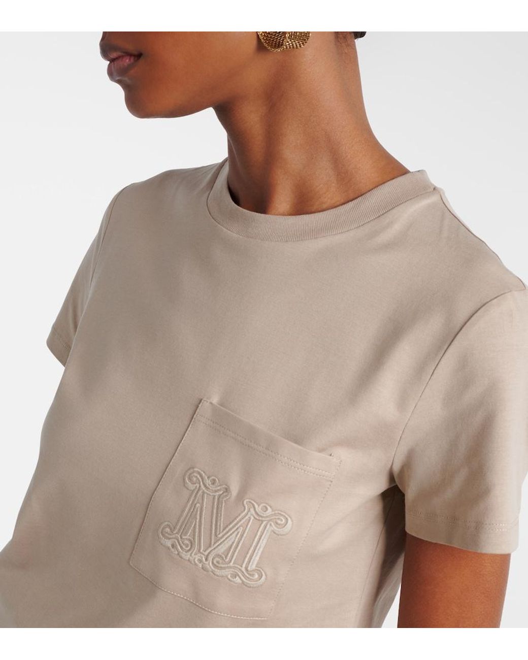 Max Mara Natural Embroidered Cotton Top