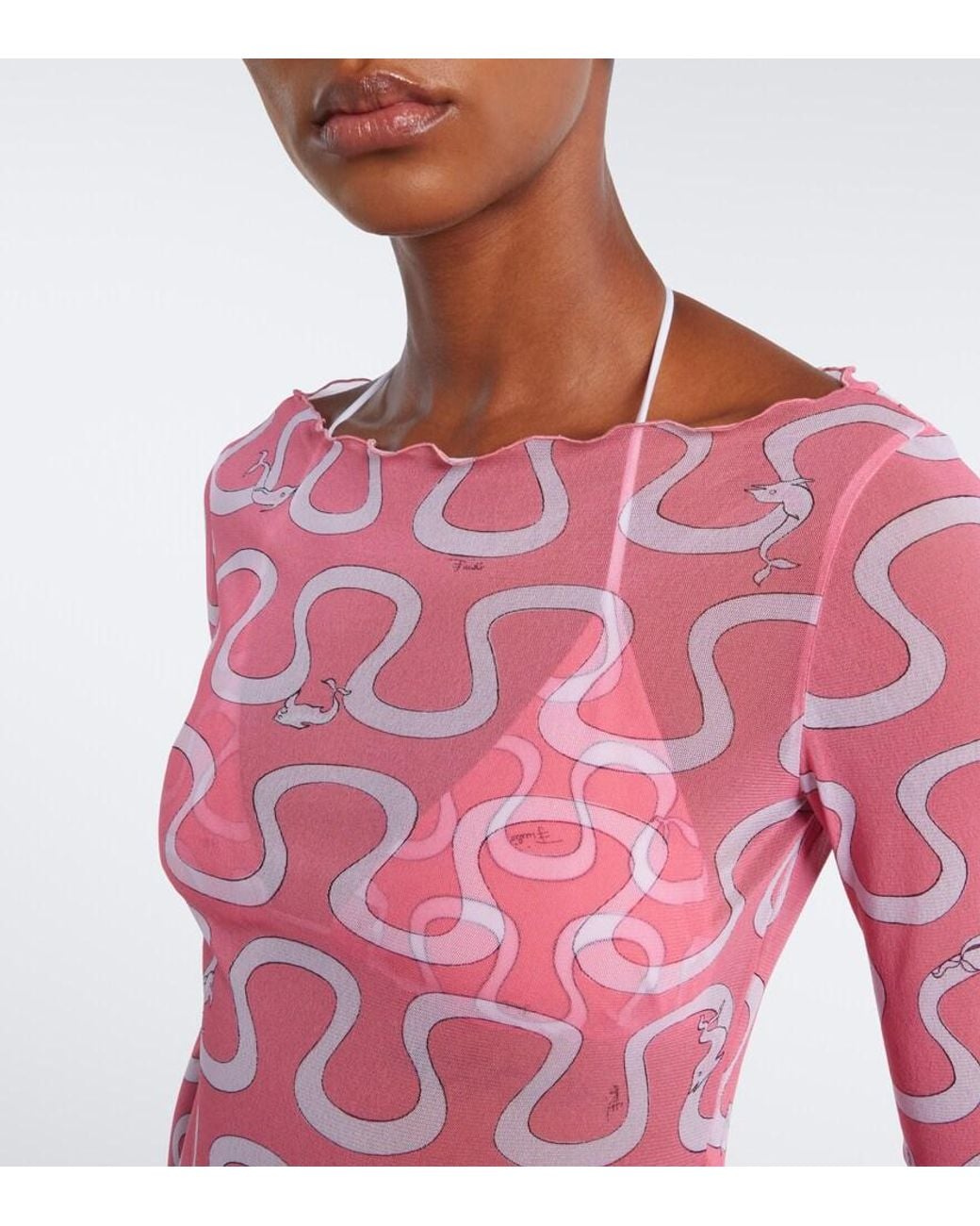 Emilio Pucci Pink Onda Tulle Maxi Dress