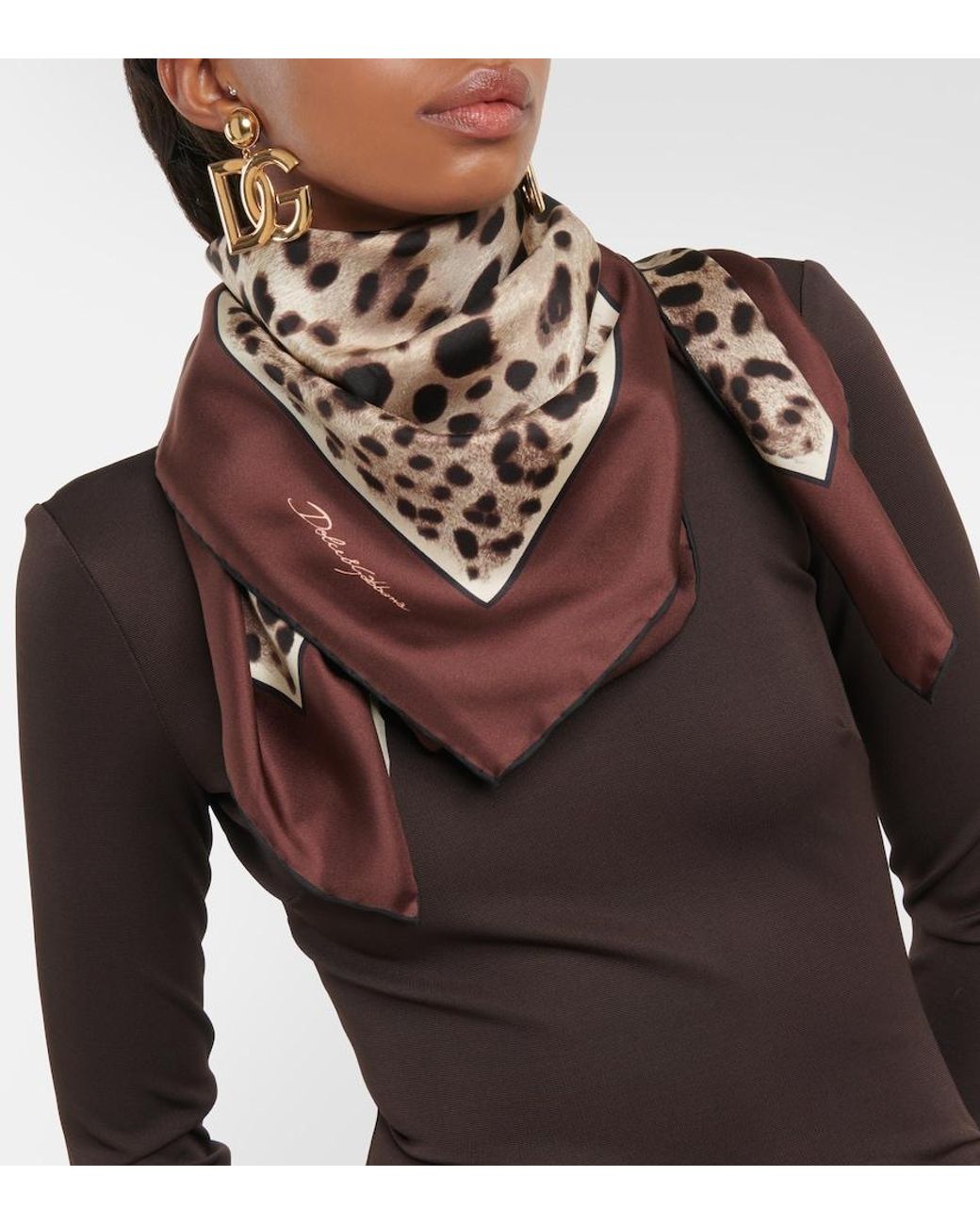 Dolce & Gabbana Black Leopard-Print Silk Scarf