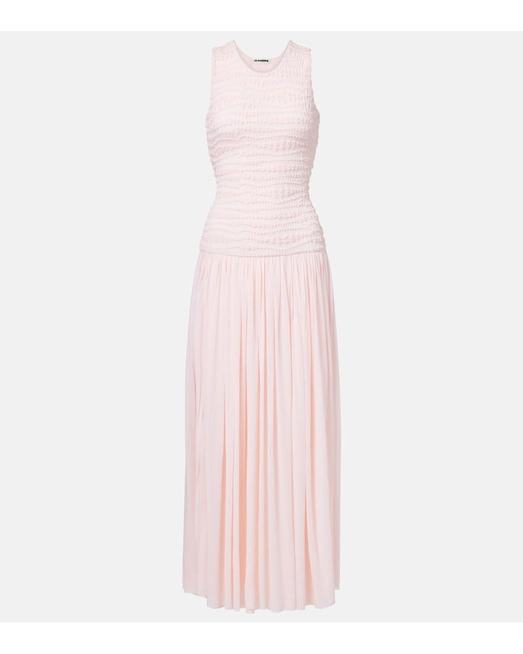 Jil Sander Pink Shirred Maxi Dress