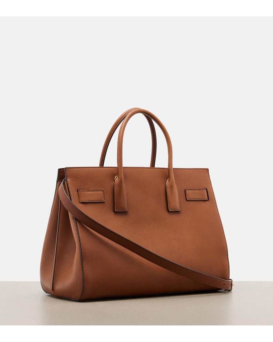 Saint Laurent Brown Tote Bag Sac De Jour Large Aus Leder