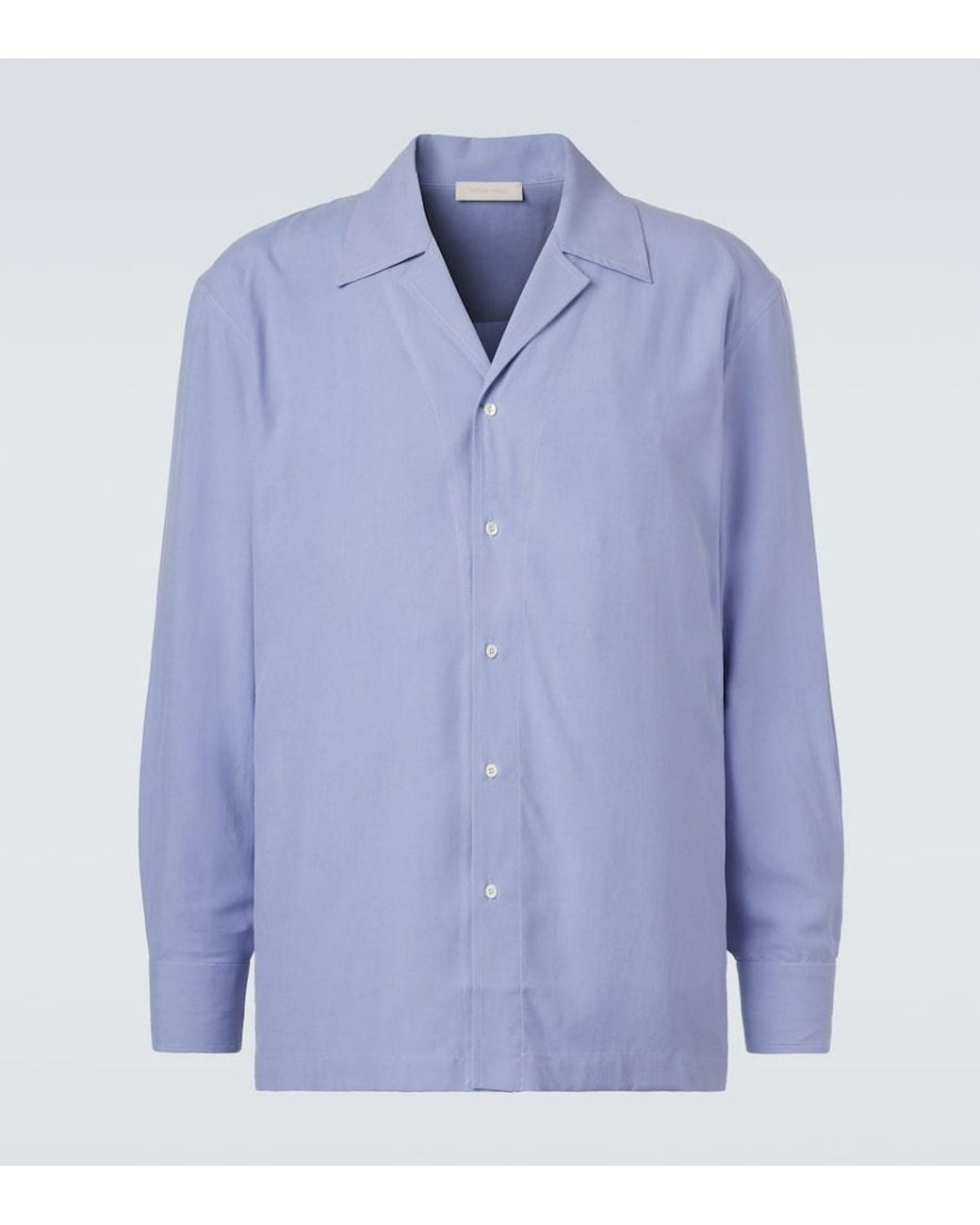 Saman Amel Blue Camp Silk Shirt for men