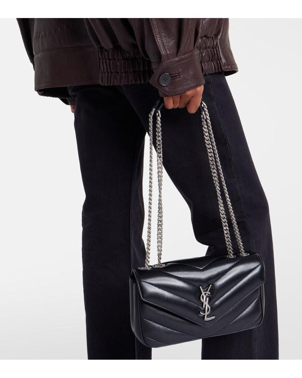 Saint Laurent White Loulou Small Leather Shoulder Bag