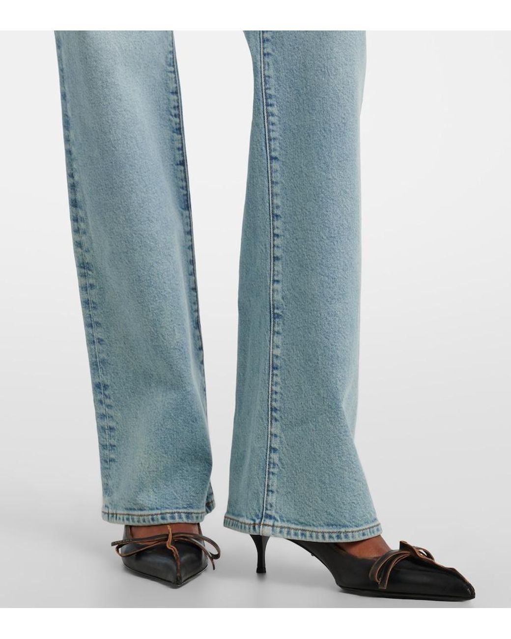 FRAME Blue Arrow High-Rise Bootcut Jeans