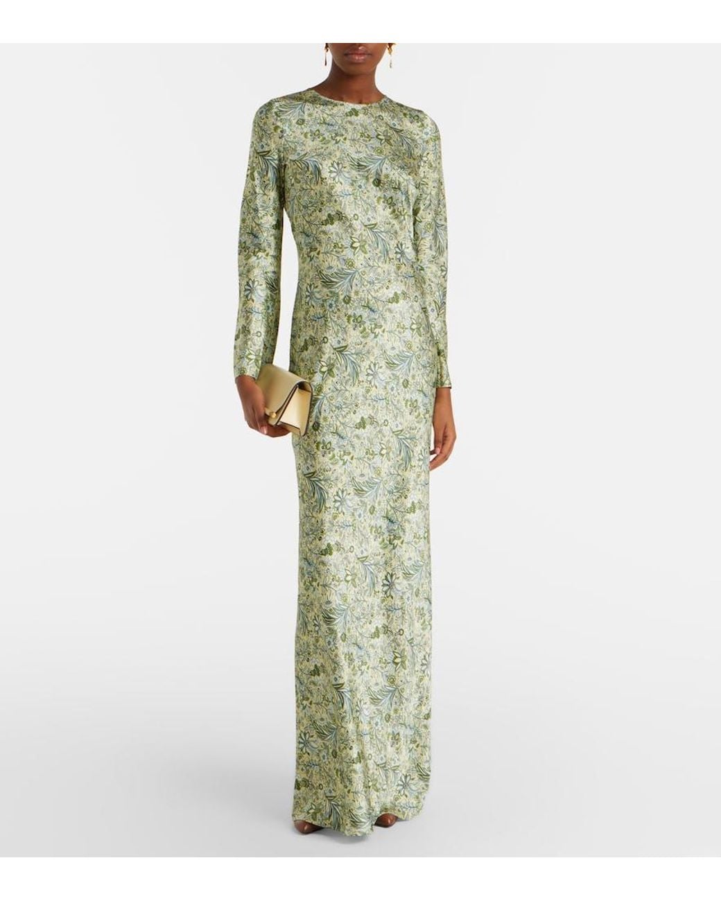 Veronica Beard Green Gemma Printed Silk-Blend Maxi Dress