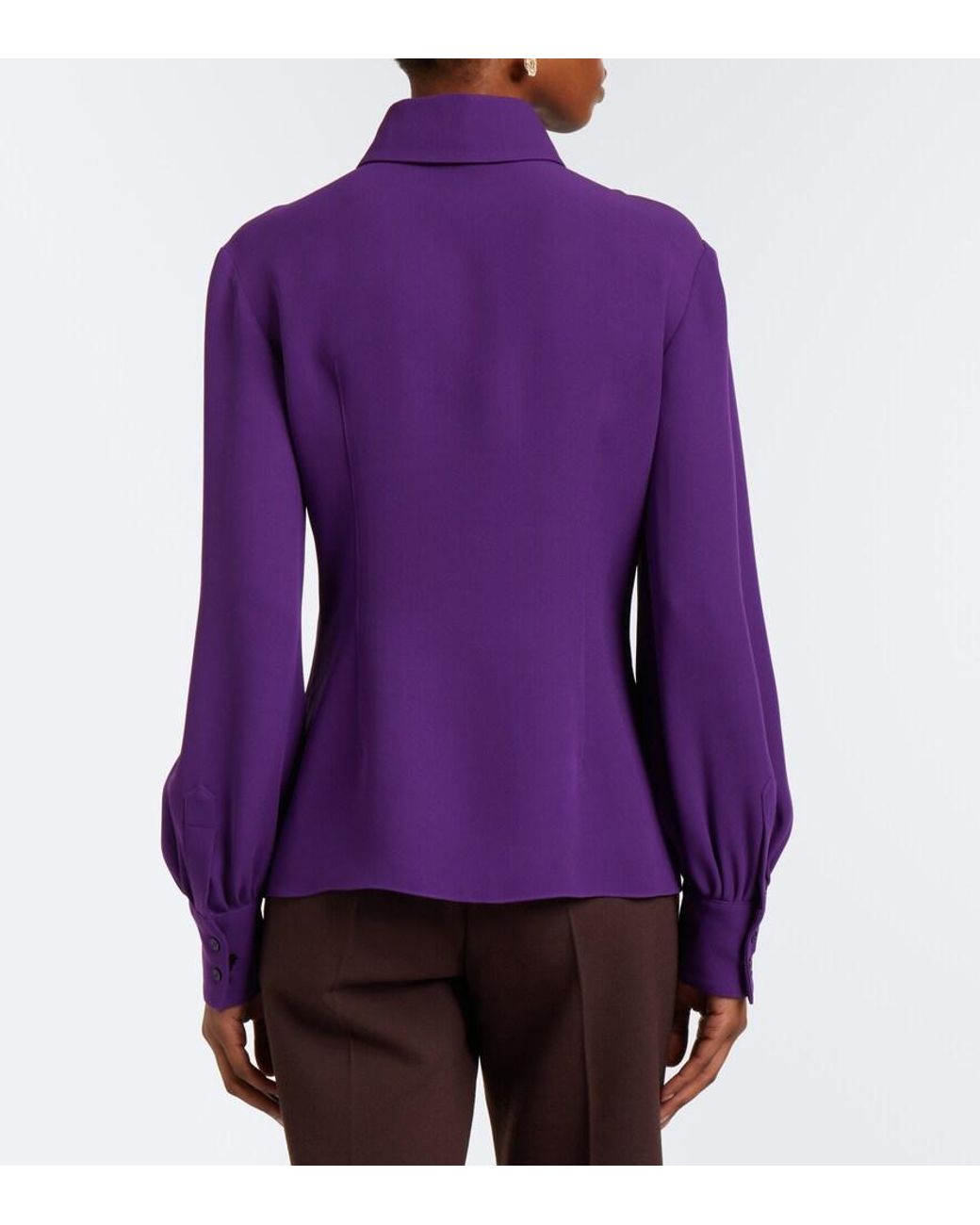 Valentino Garavani Purple Cady Couture Tie-Neck Blouse