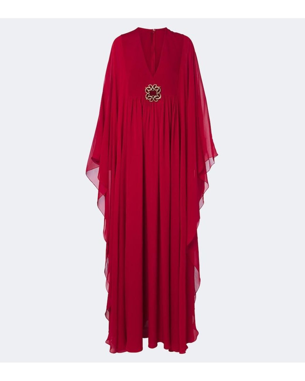 Elie Saab Red Silk Chiffon Kaftan