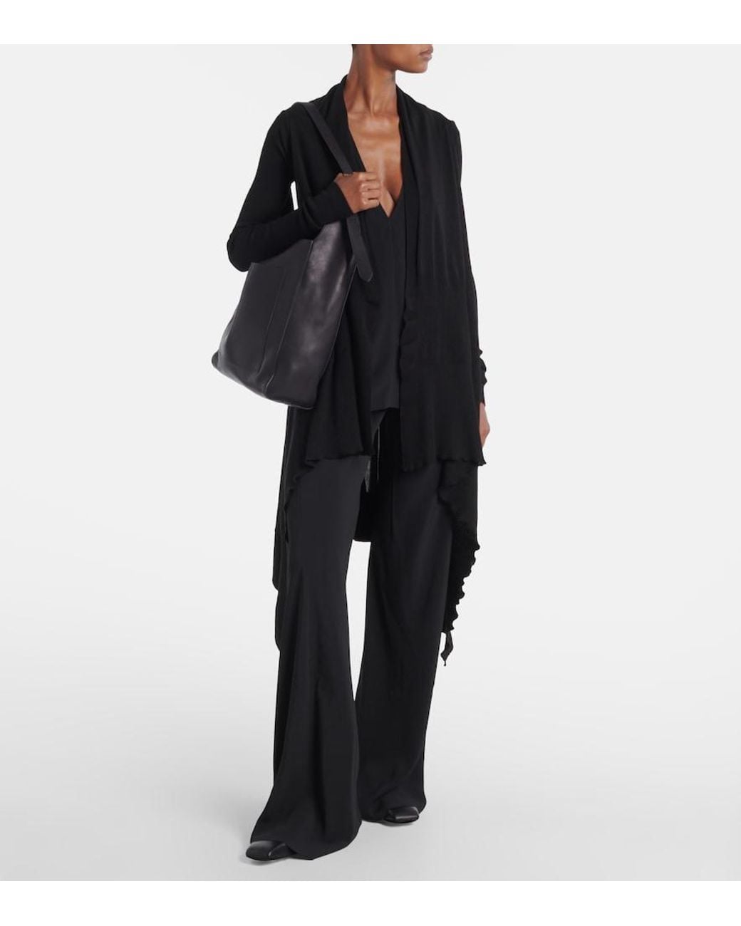 Rick Owens Black Leather Ballet Flats